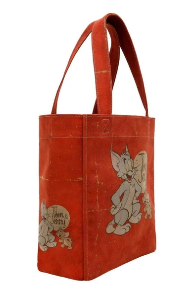 Kadın Vegan Turuncu Large Tote Bag - Warner Bros Tom & Jerry Tasarım - 3