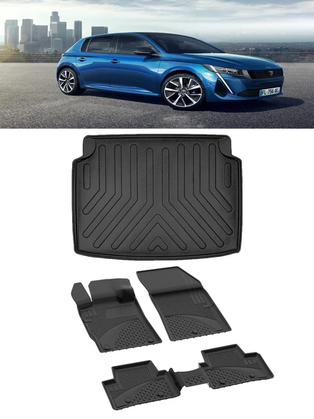 Sahler Peugeot 308 2022 ve Sonrası 4.5D Paspas 3D Rizline Bagaj Havuzu Set ürün görseli