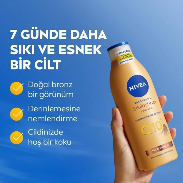 Nivea Q10 Sıkılaştırıcı Bronzlaştırıcı Vücut Losyonu 400ml, 7 Günde Sıkılaşma,Açık ve Buğday Ten,Normal Cilt - 4