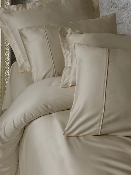 Cotton Box Silky Saten King Size Nevresim Takımı Bej - Resim 2