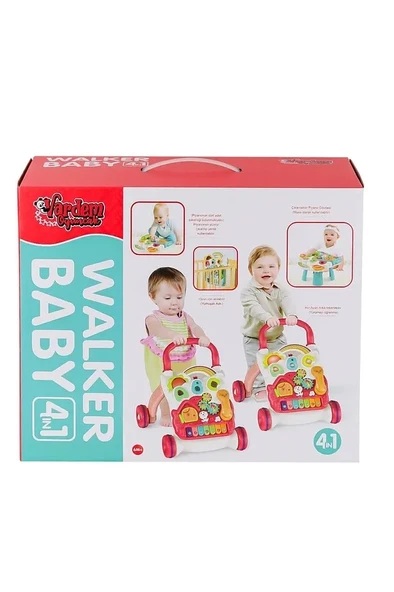 Vardem Piyanolu 4 in 1 Bebek Yürüteci Kırmızı ( BIB-6018 )