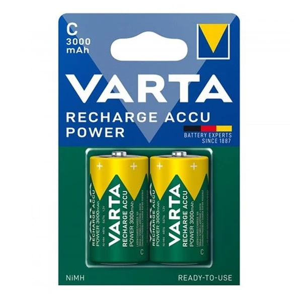 Varta HR14 3000Mah C Orta Boy 1.2 Volt Ni-Mh Şarjlı Pil 2Li Paket (Şarj Edilebilir) - 3