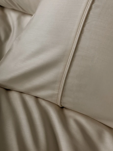 Cotton Box Silky Saten King Size Nevresim Takımı Bej - Resim 3