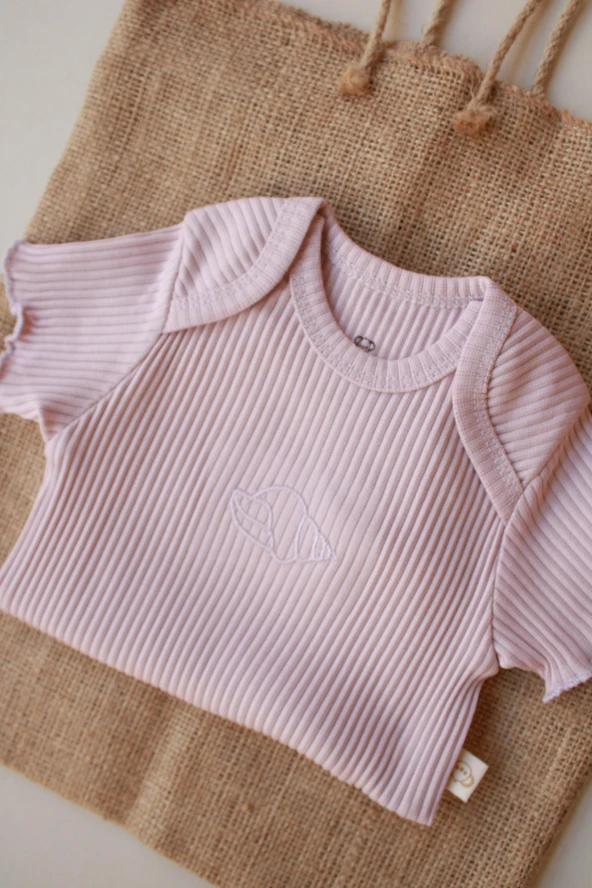 Lila Fitilli Kız Bebek Body - Resim 3