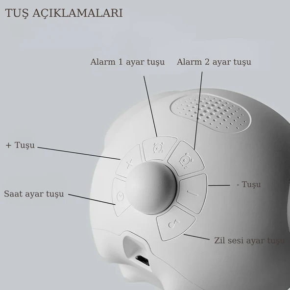 Trend Store Çok Fonksiyonlu Mini Çocuk Çalar Saat Ses Kontrollü Masa Üstü Alarmlı Ve Kurmalı - 3