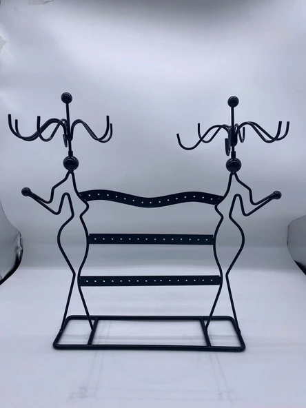 İthal Metal Siyah  Renk 35x34 Cm Küpe KolyeStandı - 2