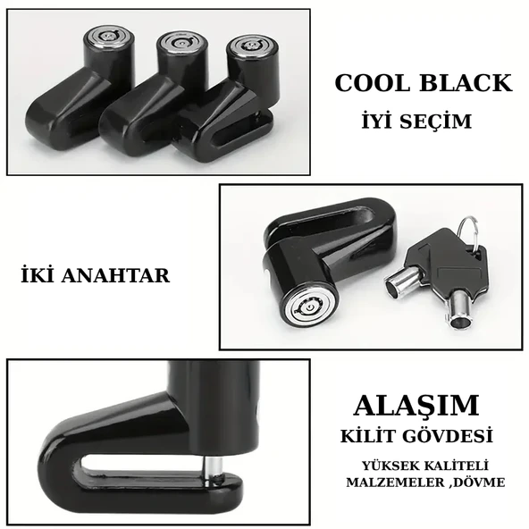 Trend Store Motosiklet Disk Fren Kilidi Dağ Bisiklet Anahtarlı Kilit Alaşım Dövme Çelik - 4