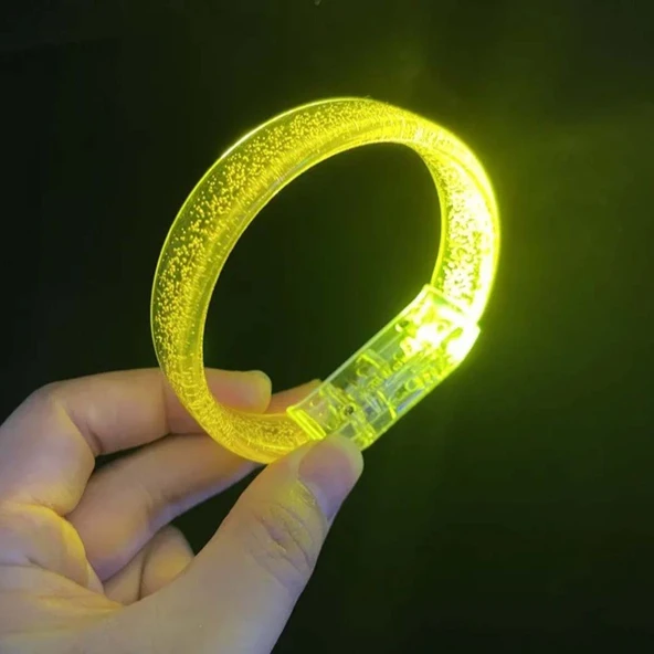 Sarı Led Işıklı Baskı Yapılabilen Pilli Bileklik Bilezik 1,5 cm Genişlik - 3