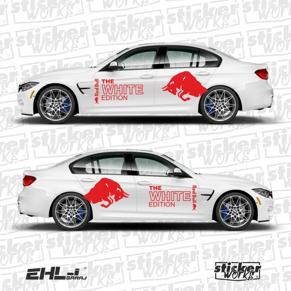 Red Bull The White Edition Sticker  – Yan Gövde Sticker Seti - 5