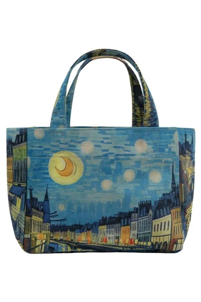 Kadın Vegan Çok Renkli Medium Tote Bag - Sea Sparkles Tasarım - Resim 5