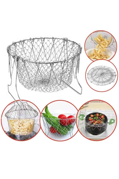 Çok Fonksiyonlu Pratik Süzgeç Katlanır - Kızartma Haşlama Aparatı -Chef Basket - 1