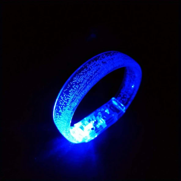 Mavi Led Işıklı Baskı Yapılabilen Pilli Bileklik Bilezik 1,5 cm Genişlik - 3