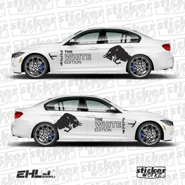 Red Bull The White Edition Sticker  – Yan Gövde Sticker Seti - 10