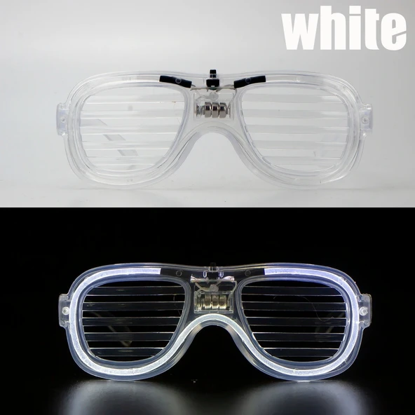 Beyaz Led Işıklı Parti Gözlüğü - Neon Glow Şerit Gözlük 3 Modlu ürün görseli