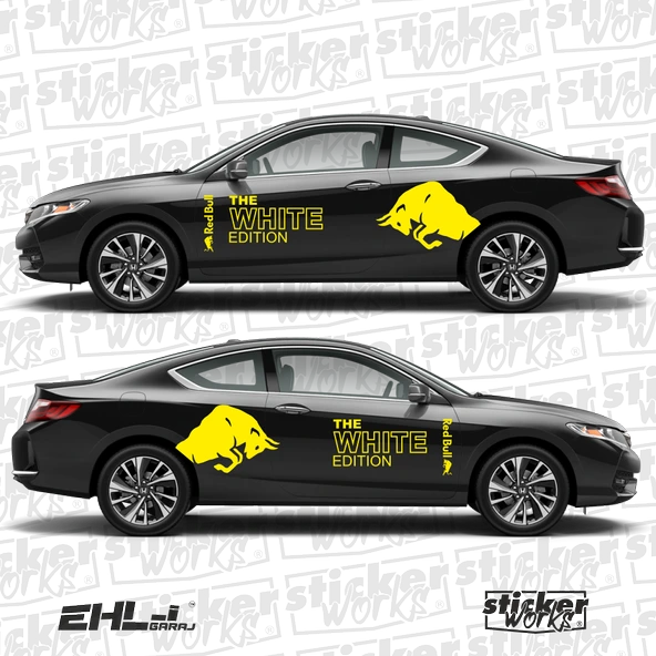 Red Bull The White Edition Sticker  – Yan Gövde Sticker Seti - 9
