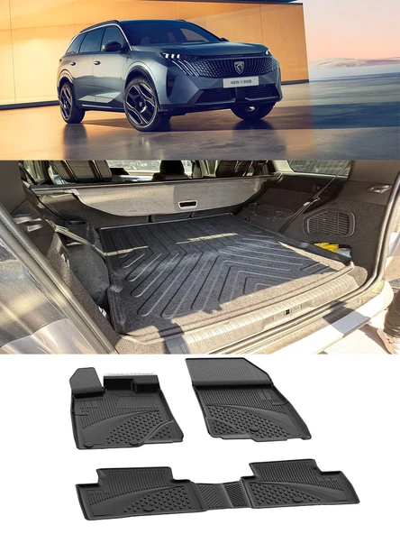 Sahler Peugeot 5008 Elektrikli 2025 ve Sonrası 4.5D Paspas Rizline 3D Bagaj Havuzu Set ürün görseli