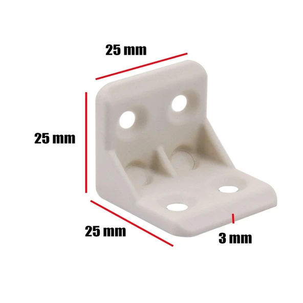 Plastik L Köşe Bağlantı Aparatı, L Plastik Gönye Köşebent Beyaz 12 Adet - Resim 3