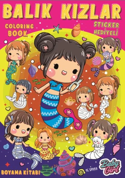 Balık Kızlar Boyama Kitabı Popsticker ürün görseli