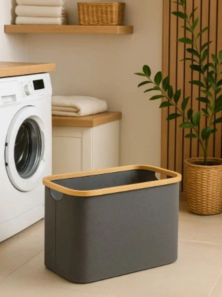50 Lt Katlanır Kumaş Bambu Çamaşır Sepeti Kirli Çamaşır Sepeti Oyuncak Sepeti ürün görseli