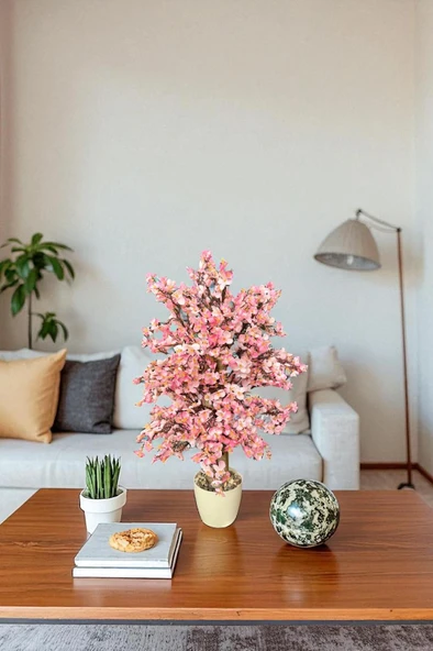 Yoğun Yapraklı 60 cm Yapay Sakura Bahar Dalı Ağacı - 9