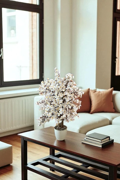 Yoğun Yapraklı 60 cm Yapay Sakura Bahar Dalı Ağacı - 7
