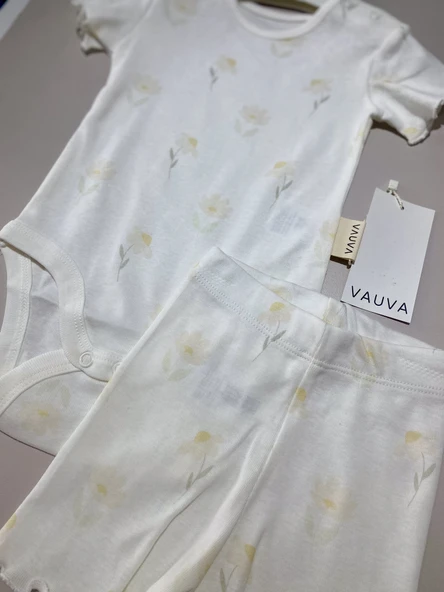 Bebek Zıbın & Şort Takımı – Çiçek Desenli - 2