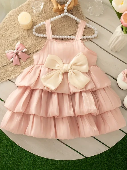 Kız Abiye Elbise – Kat Kat Tasarım & Büyük Kurdele Detaylı