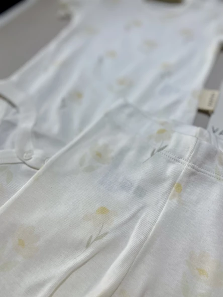 Bebek Zıbın & Şort Takımı – Çiçek Desenli - 3