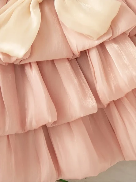 Kız Abiye Elbise – Kat Kat Tasarım & Büyük Kurdele Detaylı - 2