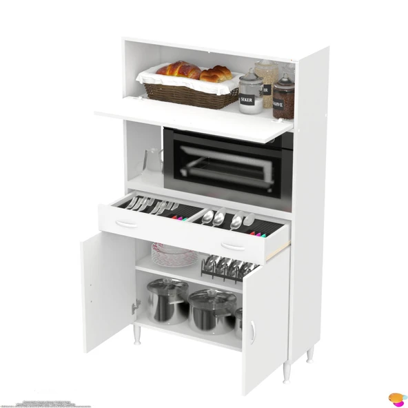 Modilayn VİO (95x163,4x32.5 cm) Çekmeceli, Kapaklı, Ekmeklikli. Mini/Midi Mikrodalga Mutfak Dolabı - Resim 6