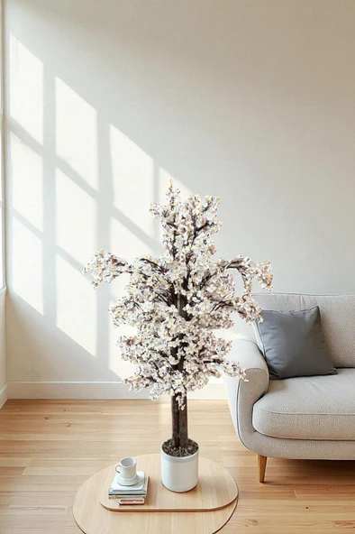 Yoğun Yapraklı 100 cm Yapay Sakura Bahar Dalı Ağacı Premium - 8