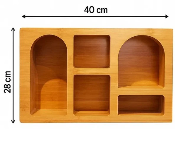 Dekoratif Bambu Duvar Rafı 40X28 Cm Dekor Obje Düzenleyici Organizer Raf - Resim 2
