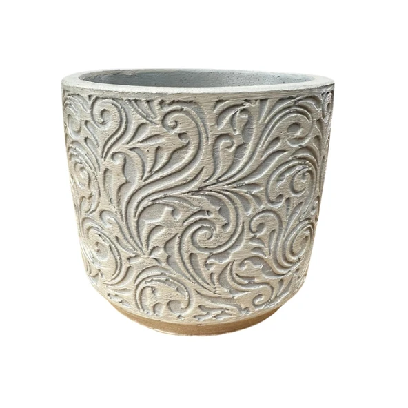 Bitki Tasarımı Ev dekorasyon Bej Çiçek Desen Beton Saksı Çiçeklik Saksılık - Resim 3