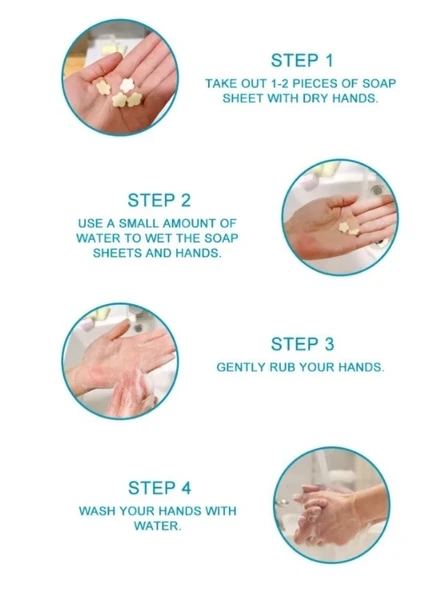 4’lü Renkli Mini Kağıt Sabun Kutusu – 400 Yaprak Parfümlü, Tek Kullanımlık Taşınabilir El Sabunu - Resim 5