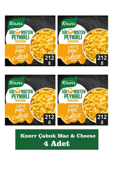Knorr Çabuk Makarna Mac And Cheese Gülümseten Peynirli 212 Gr x 4 Adet - 1