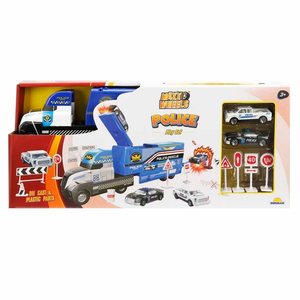 Maxx Wheels Transporter 2 Araçlı Polis Oyun Seti - 3
