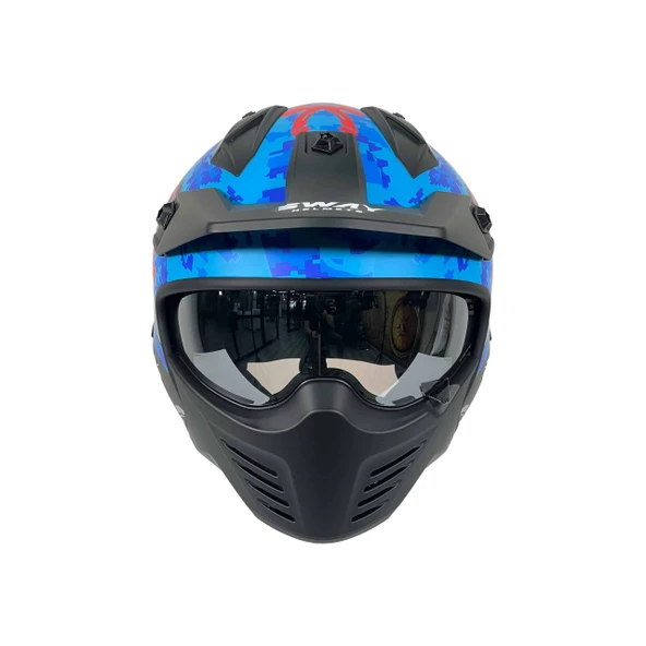 SWAY - FS-X2 TROOPER FULLFACE KASK - MAVİ KIRMIZI - LARGE BEDEN - 3