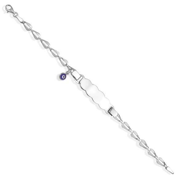 14 Ayar Altın Kaplama  Bebek ve Çocuk Göz Boncuk Nazarlı  İsim Gümüş Bilellik Künye - BPC00104 - Resim 5