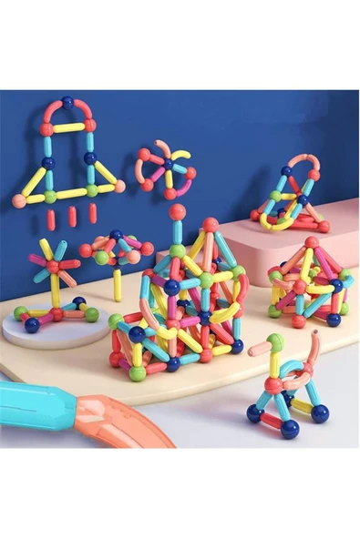 raintoys Manyetik Çubuklar Zeka Geliştirici Eğitici Oyuncak 42 Parça