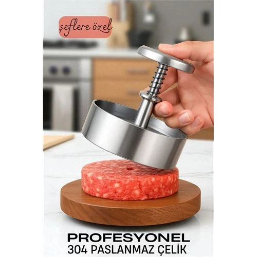 Modacar Hamburger Presi - Profesyonel Hamburger Kalıbı 304 Paslanmaz Çelik ürün görseli 1