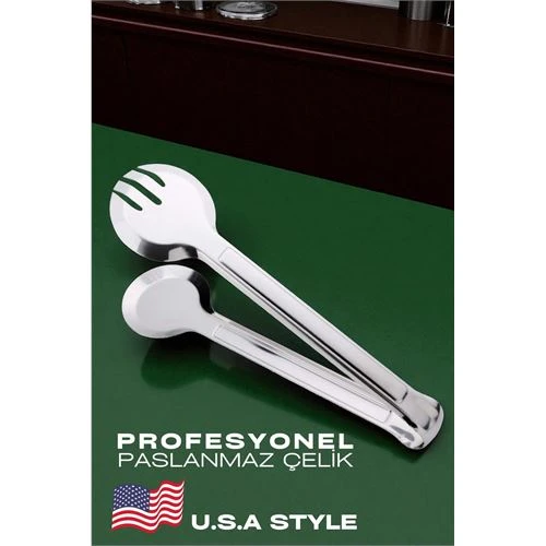 Modacar Amerikan Tip Mutfak Maşası 304 Paslanmaz Çelik Makarna Pasta Salata Çok Amaçlı Maşa - 1