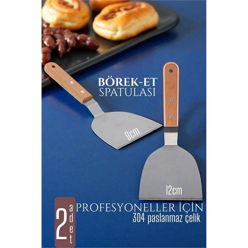 Modacar Mutfak Spatulası- Hamur Börek Et Spatulası 9 ve 12 cm 2 Lİ SET - 1