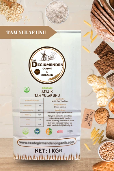Taş Değirmenden Organik Atalık Tam Yulaf Unu (Gluten İçermez) - 1 Kilo - Resim 2