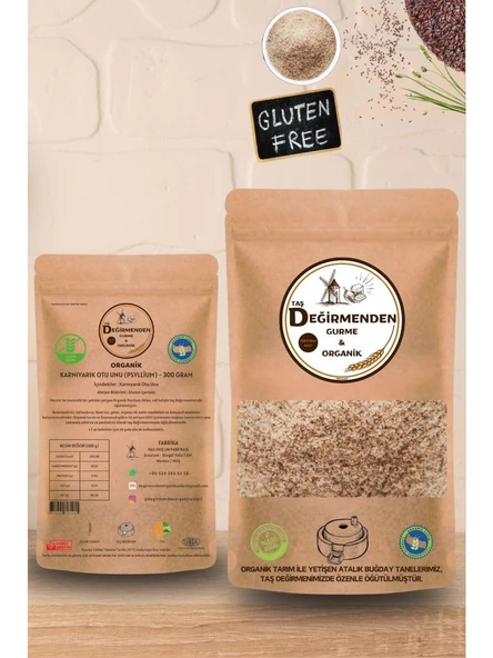 Taş Değirmenden Organik Organik Karnıyarık Otu Unu (Psyllium) (Gluten Içermez) - 300 Gram ürün görseli