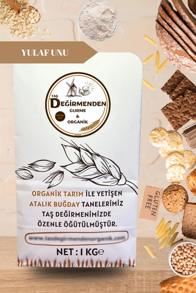 Taş Değirmenden Organik Organik Atalık Tam Yulaf Unu (Gluten İçermez) - 1 Kilo - 1