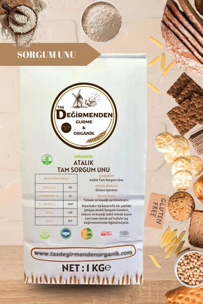 Taş Değirmenden Organik Organik Tam Sorgum Unu (Gluten İçermez) - 1 Kilo - Resim 2