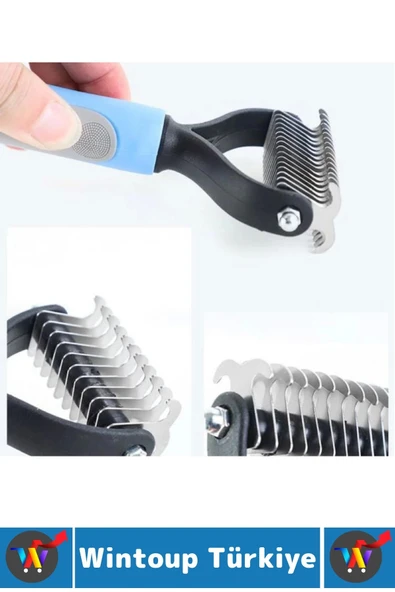 Kaymaz Kolay Tutuş Pet Kedi Köpek Masaj Etkili Evcil Hayvan Kıtık Açıcı Çift Taraflı Tarak - Resim 2