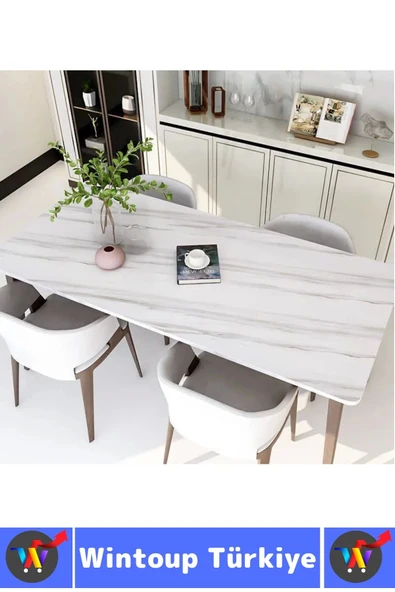 Kolay Temizlenir Isıya Dayanıklı Nem Kir Yağ Su Geçirmez Çok Şık Mermer Desenli Kaplama Kağıdı 5 Mtr - Resim 5