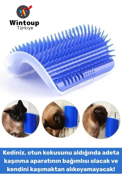 Ergonomik Sabitlenebilir Evcil Hayvan Kedi Masaj Rahatlama Etkili Zararsız Kedi Kaşınma Fırçası ürün görseli