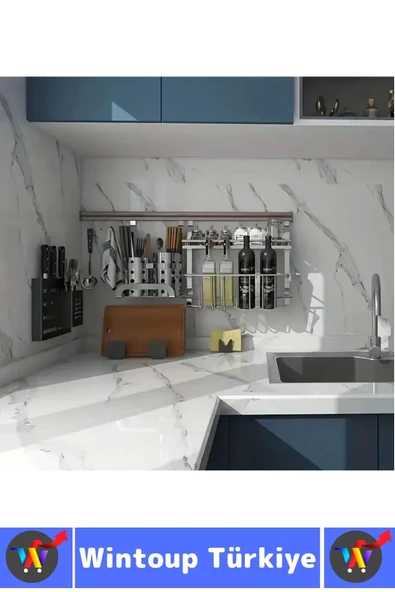 Kolay Temizlenir Isıya Dayanıklı Nem Kir Yağ Su Geçirmez Çok Şık Mermer Desenli Kaplama Kağıdı 5 Mtr - Resim 6